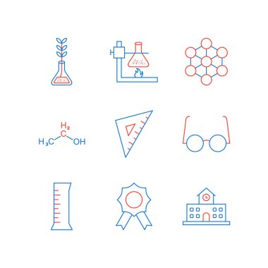 9 Eğitim Simgesi Kağıdı Beyaz Arkaplanda İzole Edildi...