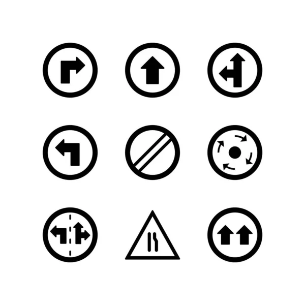 Ensemble Panneaux Signalisation Icônes Sur Fond Blanc Éléments Isolés Vectoriels — Image vectorielle