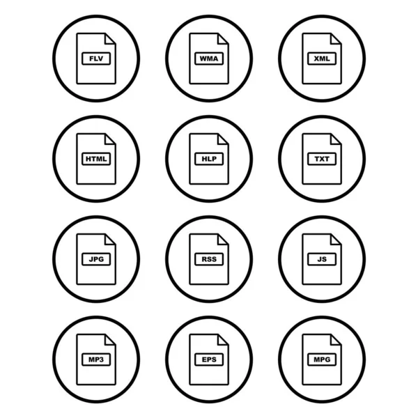 Symbolsets Von Dateiformaten Für Den Persönlichen Und Kommerziellen Gebrauch — Stockvektor