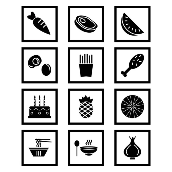 Iconos Alimentos Para Uso Personal Comercial — Vector de stock