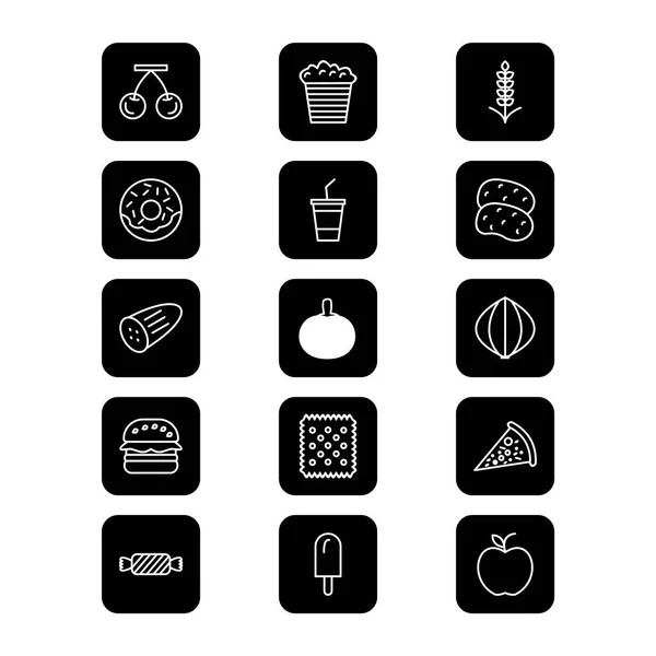 Ensemble Icônes Alimentaires Isolées Sur Fond Blanc — Image vectorielle