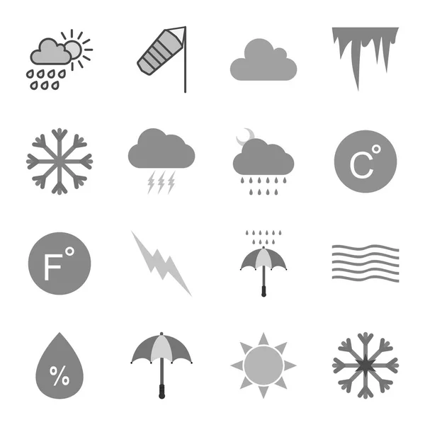 Conjunto Iconos Meteorológicos Aislados Sobre Fondo Blanco — Vector de stock