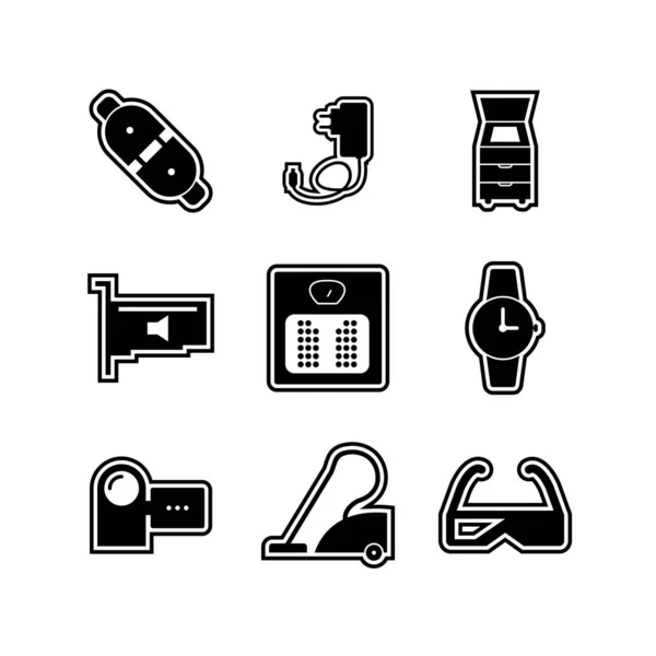 Set Van Elektronische Apparaten Pictogrammen Geïsoleerd Witte Achtergrond — Stockvector