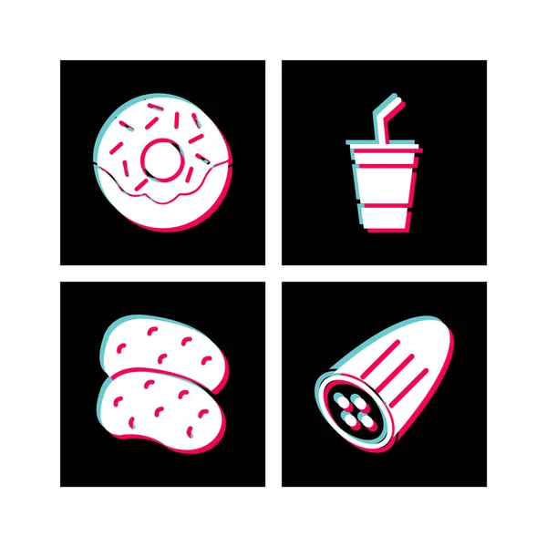 Conjunto Iconos Alimentos Aislados Sobre Fondo Blanco — Vector de stock