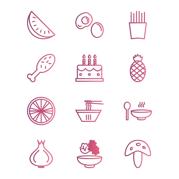 Icon Set Food Personal Commercial Use — Stock Vector