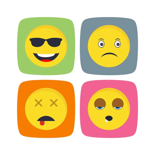 Emoji Iconen Vel Geïsoleerd Witte Achtergrond — Stockvector