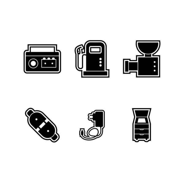 Ensemble Appareils Électroniques Icônes Sur Fond Blanc Éléments Isolés Vectoriels — Image vectorielle