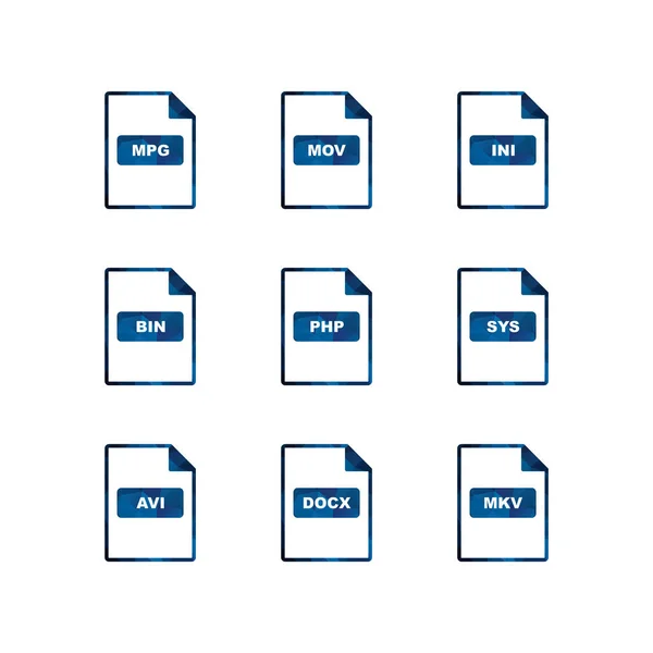 Formats Fichier Icônes Isolées Sur Fond Blanc — Image vectorielle