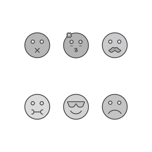 Emoji Icons Foglio Isolato Sfondo Bianco — Vettoriale Stock