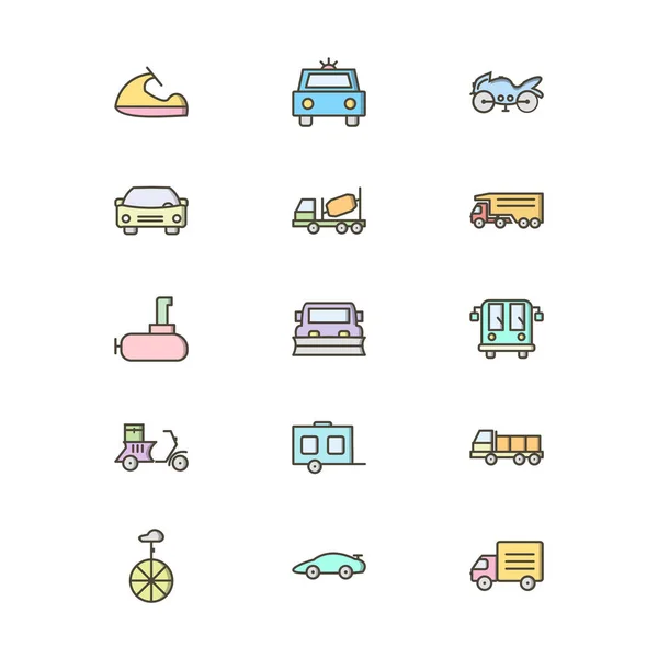 Conjunto Iconos Transporte Para Uso Personal Comercial — Vector de stock