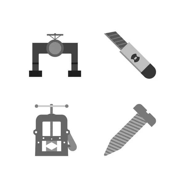 Set Von Bausymbolen Auf Weißem Hintergrund Vektor Isolierte Elemente — Stockvektor
