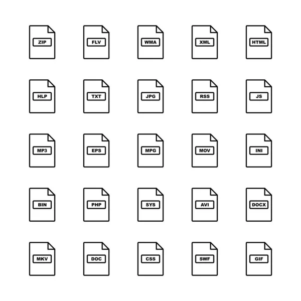 Icoon Set Van Bestandsformaten Voor Persoonlijk Commercieel Gebruik — Stockvector