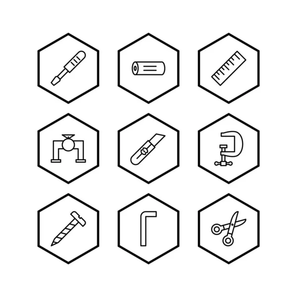 Set Construction Icons White Background Vector Isolated Elements — Stock Vector