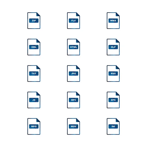 Set Icônes Formats Fichiers Isolées Sur Fond Blanc — Image vectorielle