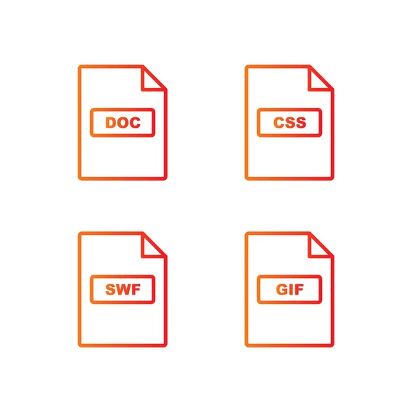 Ensemble Formats Fichiers Icônes Sur Fond Blanc Éléments Isolés Vectoriels — Image vectorielle