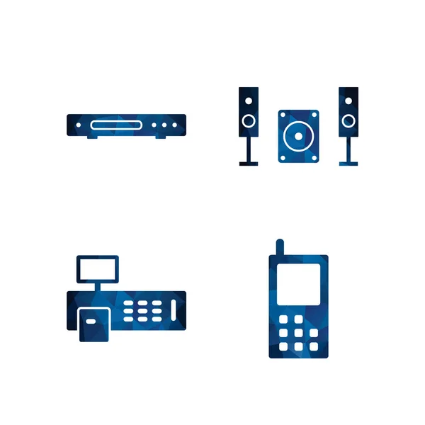 4個人用および商業用電子機器のアイコンセット — ストックベクタ