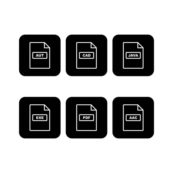 Set Von Dateiformaten Symbole Isoliert Auf Weißem Hintergrund — Stockvektor