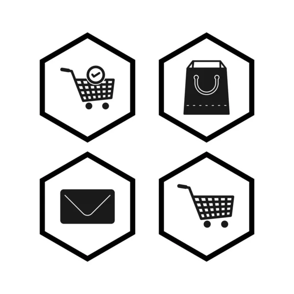 Set Commerce Icons White Background Vector Isolated Elements — Stock Vector