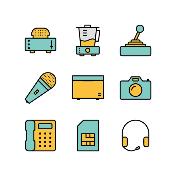 Electronic Devices Icons Sheet Isolated White Background — Stock Vector