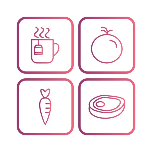 Ikony Potravin Pro Osobní Komerční Použití — Stockový vektor