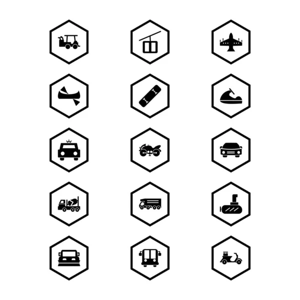Serie Icone Trasporto Uso Personale Commerciale — Vettoriale Stock
