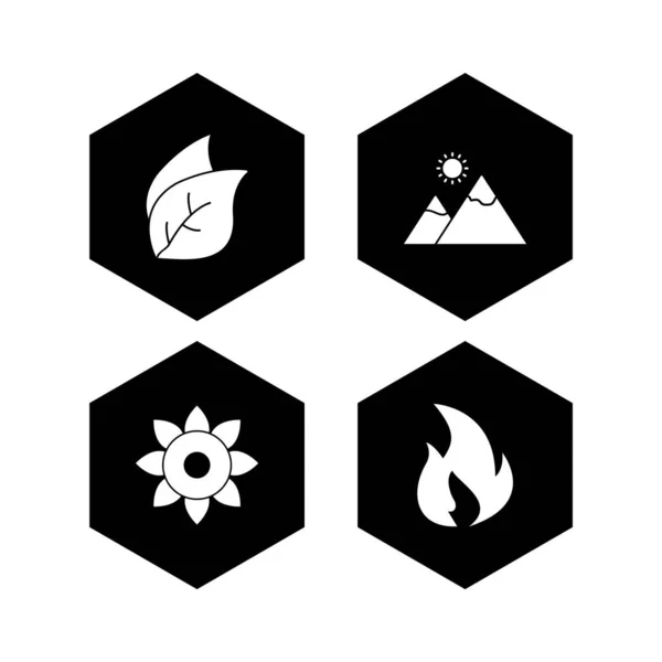 Set Öko Symbole Isoliert Auf Weißem Hintergrund — Stockvektor