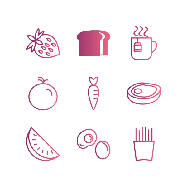 Icon Set Food Personal Commercial Use — стоковый вектор