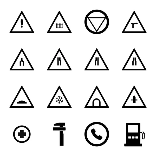 Ensemble Icônes Signalisation Isolées Sur Fond Blanc — Image vectorielle