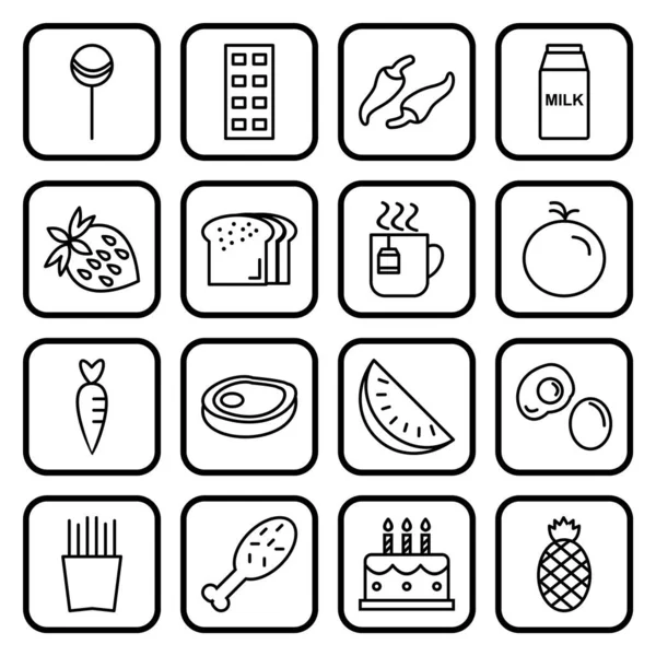 16供个人及商业用途的食物图标 — 图库矢量图片