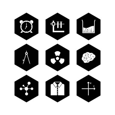 Beyaz arkaplanda 9 farklı eğitim simgesi izole edildi...