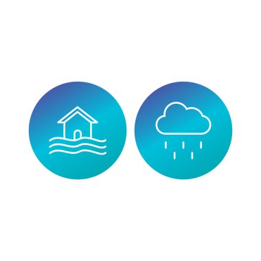 Beyaz Arkaplan Vektörü İzole Edilmiş Elementler Üzerine 2 Hava Durumu Simgesi Ayarları...