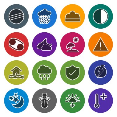 16 Hava Simgesi Sayfası Beyaz Arkaplanda İzole Edildi...