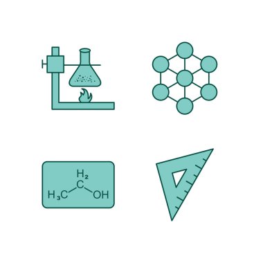 4 Eğitim Simgesi Sayfası Beyaz Arkaplanda İzole Edildi...