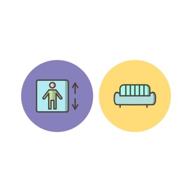 Beyaz Arkaplan Vektörü İzole Edilmiş Elementler Üzerine 2 Emlak Simgesi...