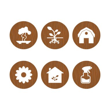 Beyaz Arkaplan Vektörü İzole Edilmiş Elementler Üzerine 6 Bahçe Simgesi...