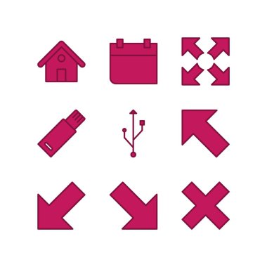 Beyaz Arkaplan Vektörü İzole Edilmiş Elementler üzerine 9 temel element seti Simgesi...