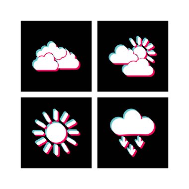 4 Hava Simgesi Sayfası Beyaz Arkaplanda İzole Edildi...