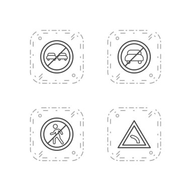 4 Yol İşareti Simgesi Sayfası Beyaz Arkaplanda İzole Edildi...