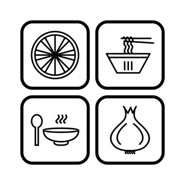 Beyaz Arkaplanda İzole Edilmiş 4 Gıda Simgesi...