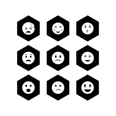 9 Emoji Simgesi Beyaz Arkaplanda İzole Edildi...