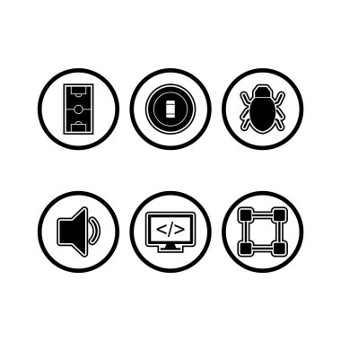 Beyaz Arkaplan Vektörü İzole Edilmiş Elementler Üzerine 6 Evrensel Simge Kümesi...