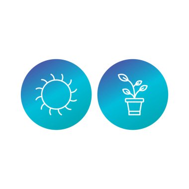 Beyaz Arkaplanda İzole edilmiş 2 Bahçe Simgesi...