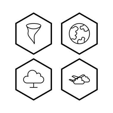Beyaz Arkaplan Vektörü İzole Edilmiş Elementler Üzerinde 4 Hava Simgesi Seti...