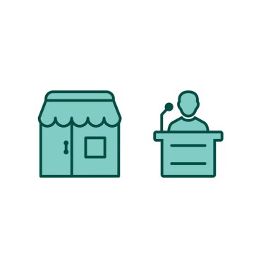 Beyaz arkaplanda 2 adet iş simgesi izole edildi...