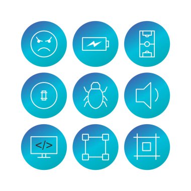 Beyaz arkaplanda izole edilmiş 9 evrensel simge kümesi...