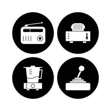 Beyaz Arkaplan Vektörü İzole Edilmiş Elementler üzerindeki 4 elektronik aygıt seti...