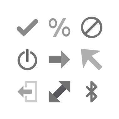 Beyaz Arkaplanda İzole edilmiş 9 temel öge Simge Sayfası...