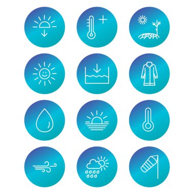 Kişisel ve Ticari Kullanım İçin Hava Durumu 12 Simgesi...