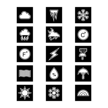 15 Hava Simgesi Sayfası Beyaz Arkaplanda İzole Edildi...