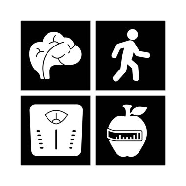 Beyaz Arkaplan Vektörü İzole Edilmiş Elementler Üzerine 4 Sağlık Simgesi...